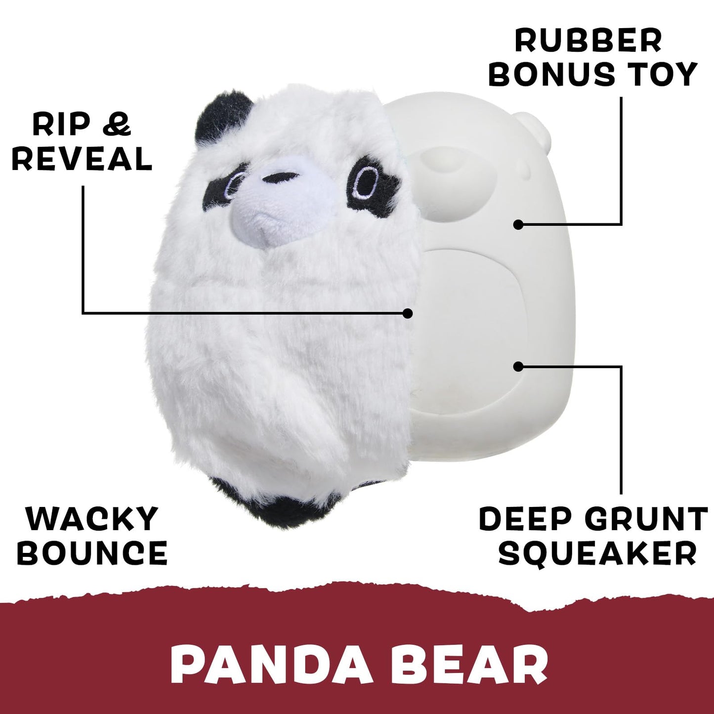 Barkbox Super Chewer Tough Dog Chew Toys for Aggressive Chewers, Plush 2 Toys in 1 (Panda - Large)