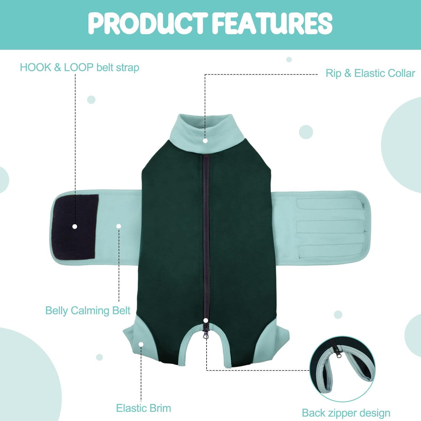 Cat Anxiety Jacket, Adjustable Cat Anxiety Suit with Zipper, Cats Anxiety Vest for Fireworks, Thunderstorm, Travel, Separation, Anxiety Calming Vest Wrap for Cats