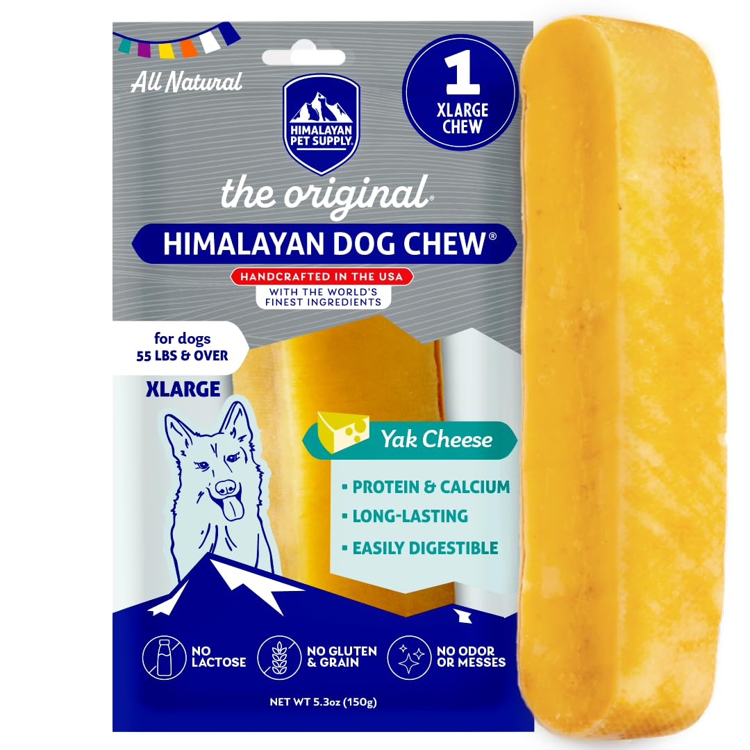 Himalayan Dog Chew Original Yak Cheese Chew, 1 X-Large Stick, 5.3 oz, Gluten Free, Healthy Treats, Grain & Lactose Free 100% Natural, Long Lasting for Dogs Over 55 lbs
