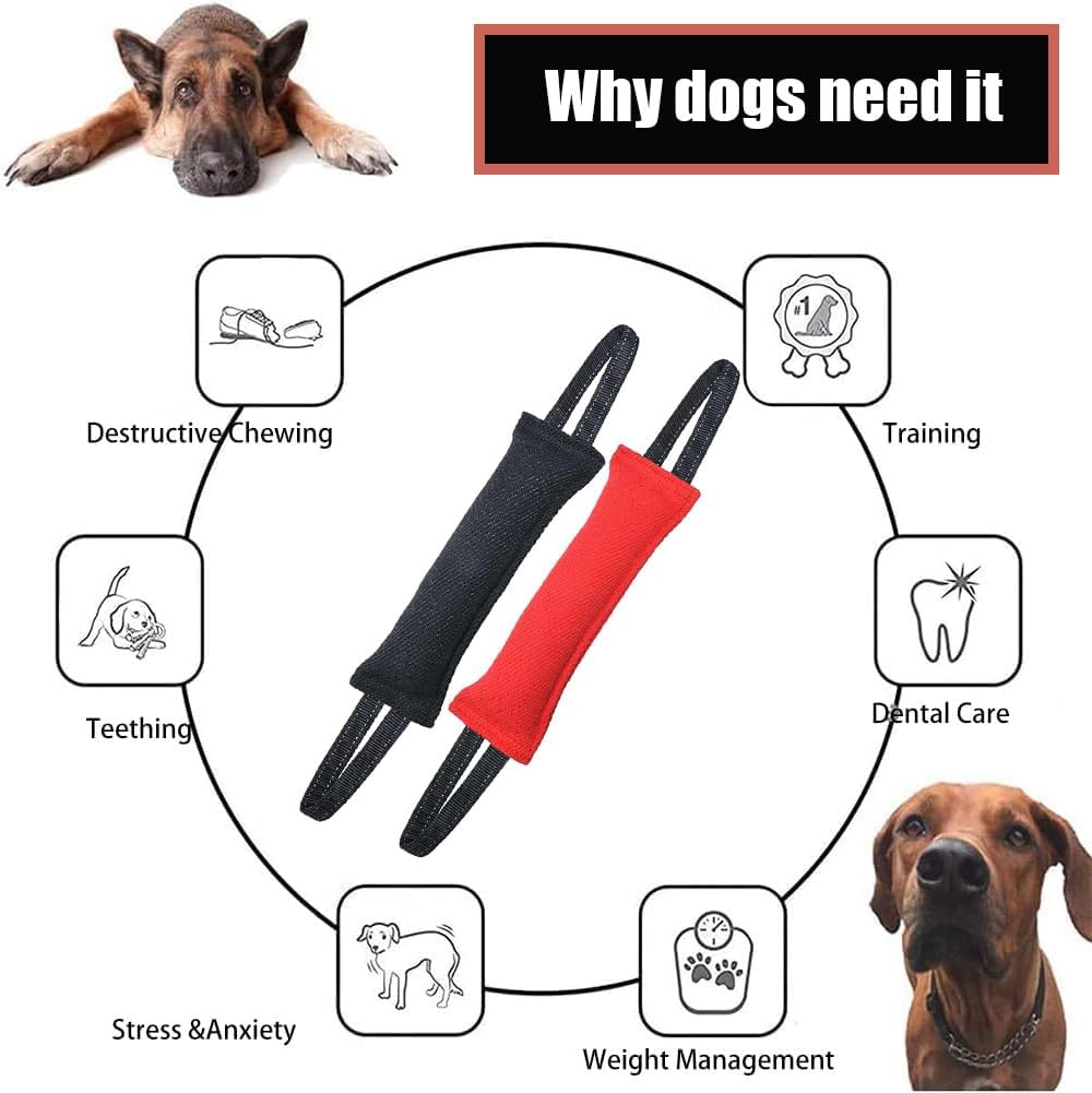 LZDGCC 2 Pack Tug of War Dog Toy, Interactive Dog Toys, Pet Tough Jute Bite Pillow with 2 Handles, Dogs Interactive Toy, Dogs Training Toys for Small and Medium