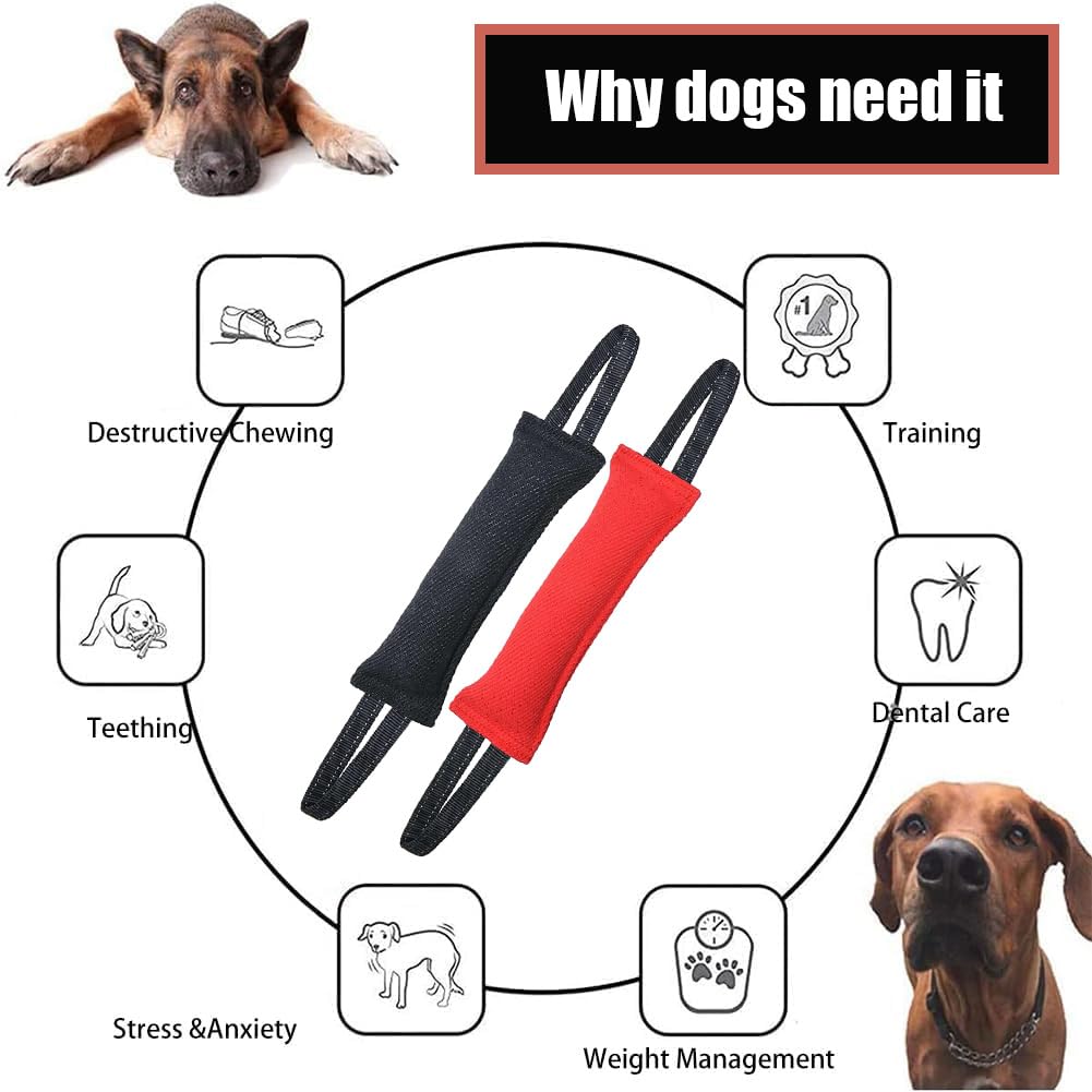 LZDGCC 2 Pack Tug of War Dog Toy, Interactive Dog Toys, Pet Tough Jute Bite Pillow with 2 Handles, Dogs Interactive Toy, Dogs Training Toys for Small and Medium
