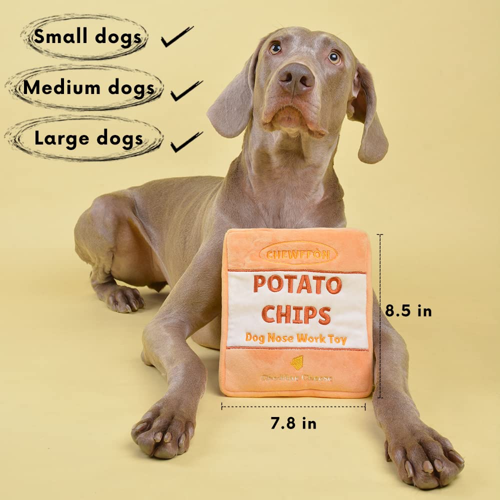 CHEWFFON Dog Enrichment Puzzle Toys, Interactive Snuffle Crinkle Treat Toy for Boredom and Mental Stimulating, Nose Work Potato Chips Dog Toy for Small, Medium and Large Dogs