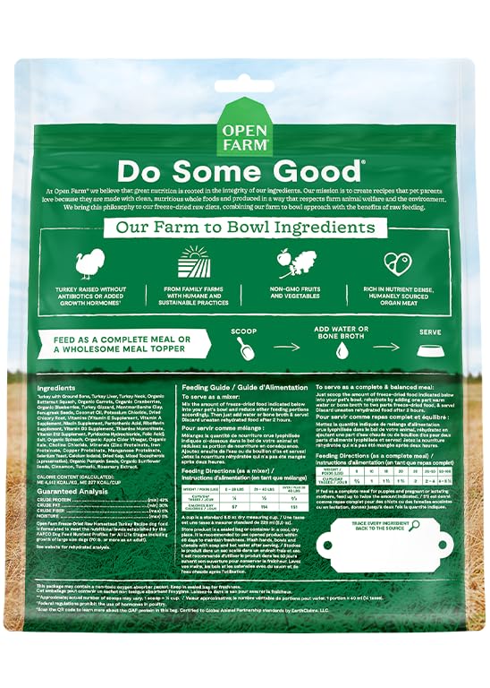 Open Farm Freeze Dried Raw Dog Food, Humanely Raised Meat Recipe with Non-GMO Superfoods and No Artificial Flavors or Preservatives (3.5 Ounce (Pack of 1), Homestead Turkey Recipe)