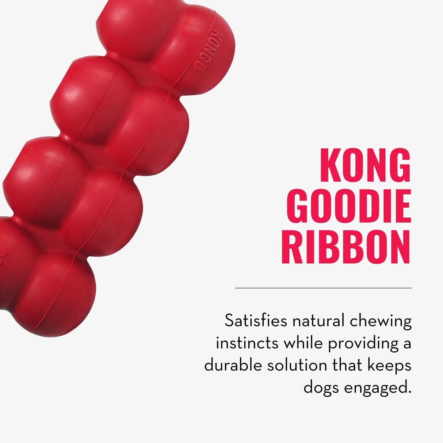 KONG Ring & Goodie Ribbon - Durable Rubber Treat-Dispensing Chew Toy for Dental Health - for Large Dogs