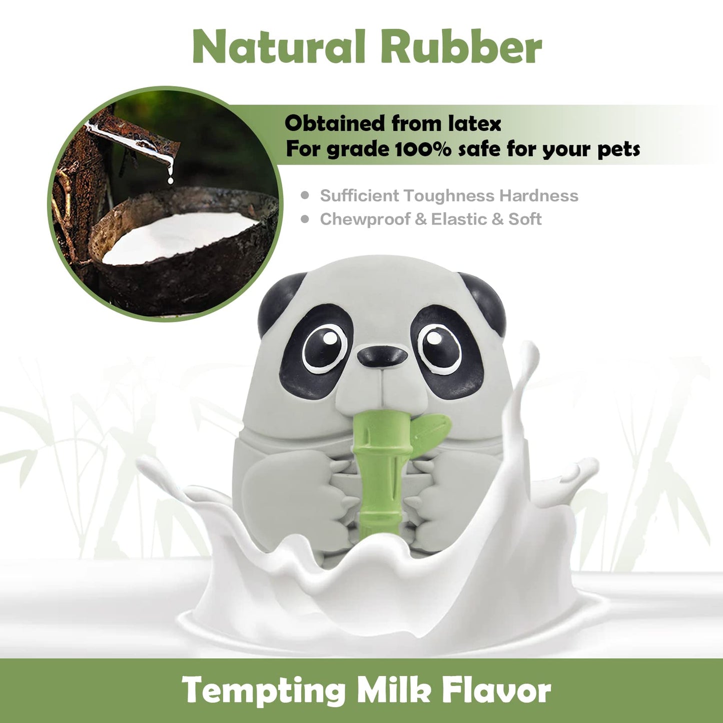 PINECONA Dog Chew Toys for Aggressive Chewers, Tough Dog Toys for Large Medium Dogs Nearly Indestructible Squeaky with Side Bristles Teeth Cleaning Natural Rubber Milk Flavor