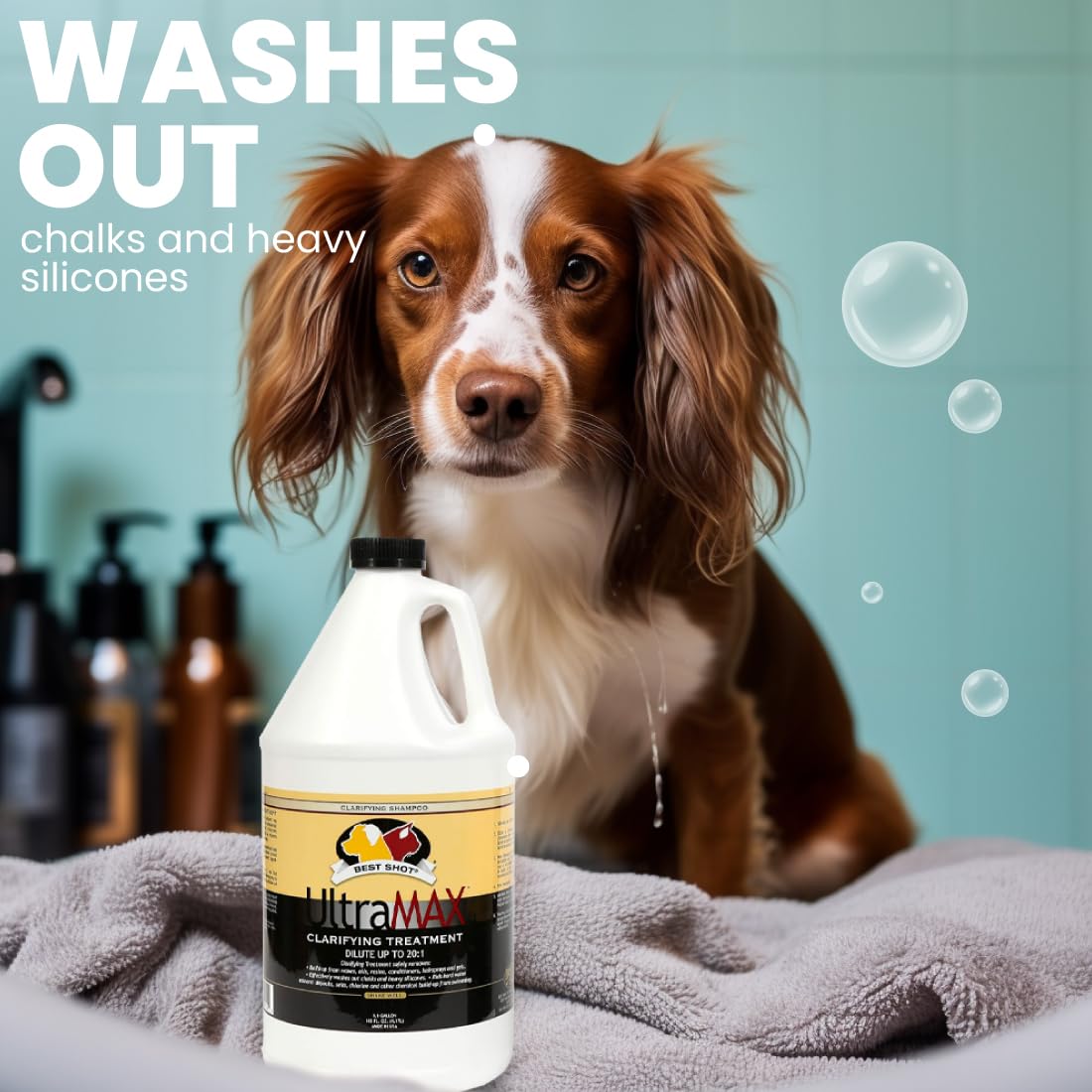 Best Shot UltraMAX Hypoallergenic Clarifying Shampoo, Versatile Pet Shampoo, Ideal Pet Grooming Supplies, Ready to Use, Sweet Pea Essence, 1.1 Gallon