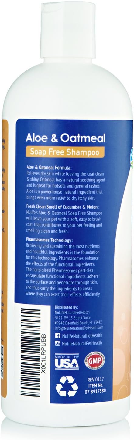 Oatmeal Dog Shampoo with Soothing Aloe Vera, Sensitive Skin Dog Shampoo for All Pets, with Tropical Fresh Pina Colada Scent, Hypoallergenic Formula Provides Relief from Allergies & Dry Itchy Skin