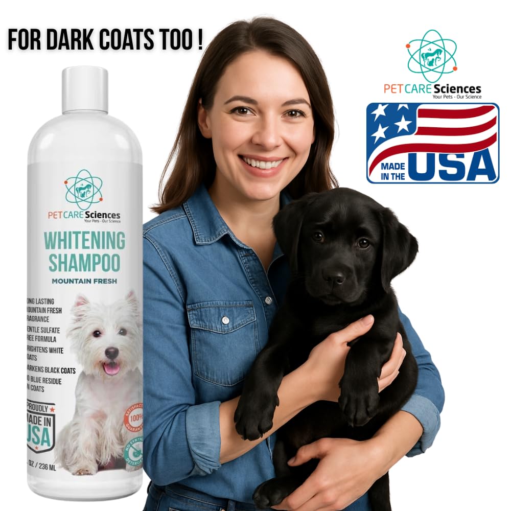 PET CARE Sciences 1 Gallon Dog Whitening Shampoo - Dog Shampoo for White Dogs - Puppy Shampoo for White Coats - Hair and Fur Whitener for Dogs - Made in The USA