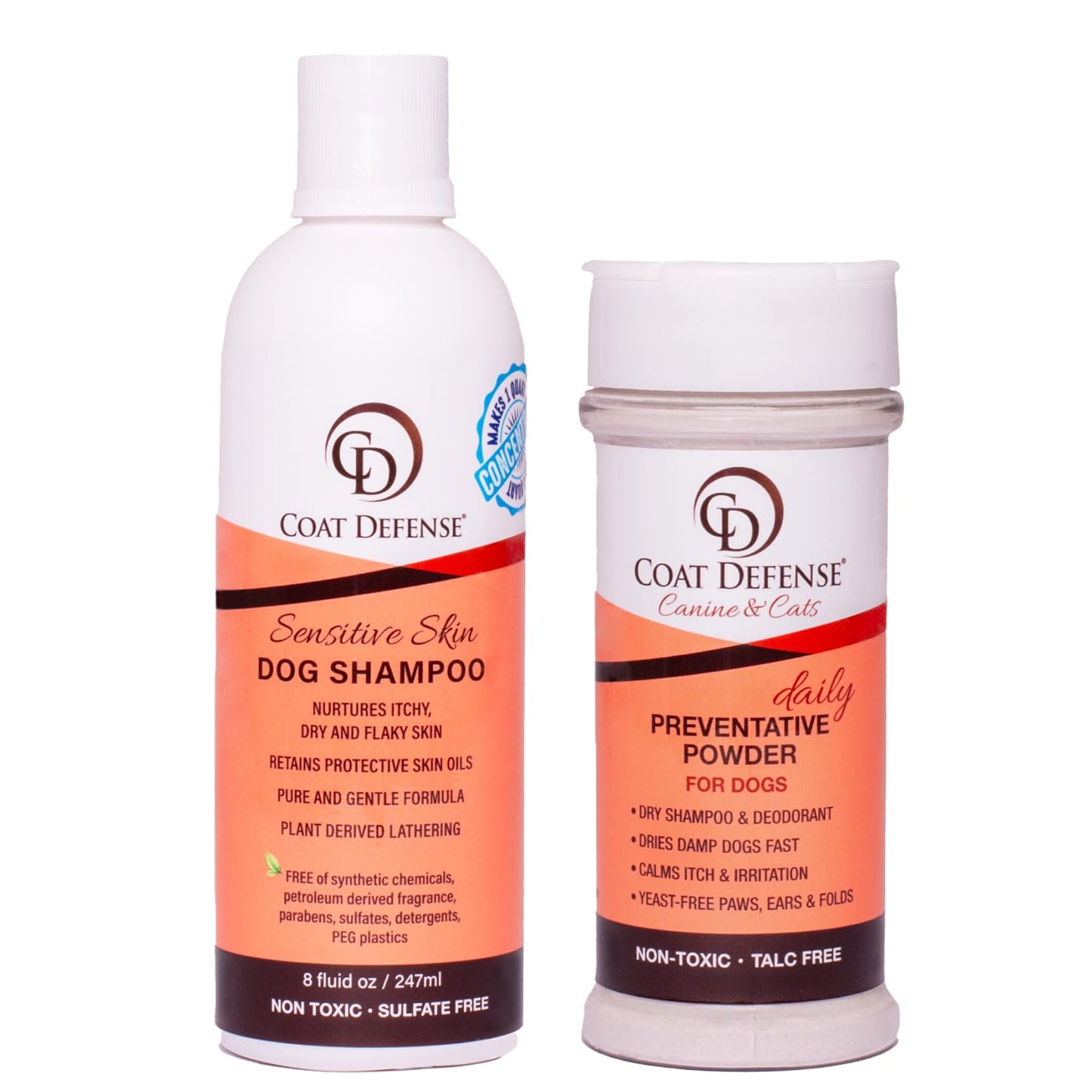 COAT DEFENSE Paw Licker Bundle | Dry Powder for Dogs & Sensitive Skin Dog Shampoo for Allergies and Itching | Smell & Itch Relief | Itchy Skin Relief & Yeast Dog Treatment