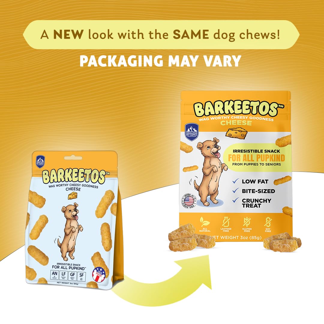 Barkeetos Dog Treats, Crunchy and Cheesy Pet Snacks Made with Real Himalayan Cheese, Gluten Free, Grain Free, Lactose Free, Natural Dog Food for All Breeds and Sizes
