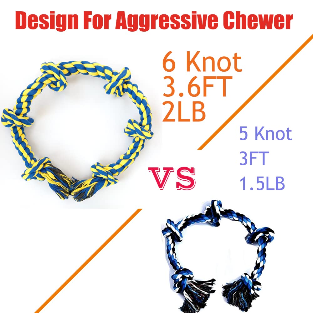 2 Pack Large Dog Rope Toy for Aggressive Chewer - Heavy Duty, Durable & Tough Chew Rope - Tug of War Play, Outdoor & Indoor - Chewing Tugging & Pulling for Large Breed Big Dog