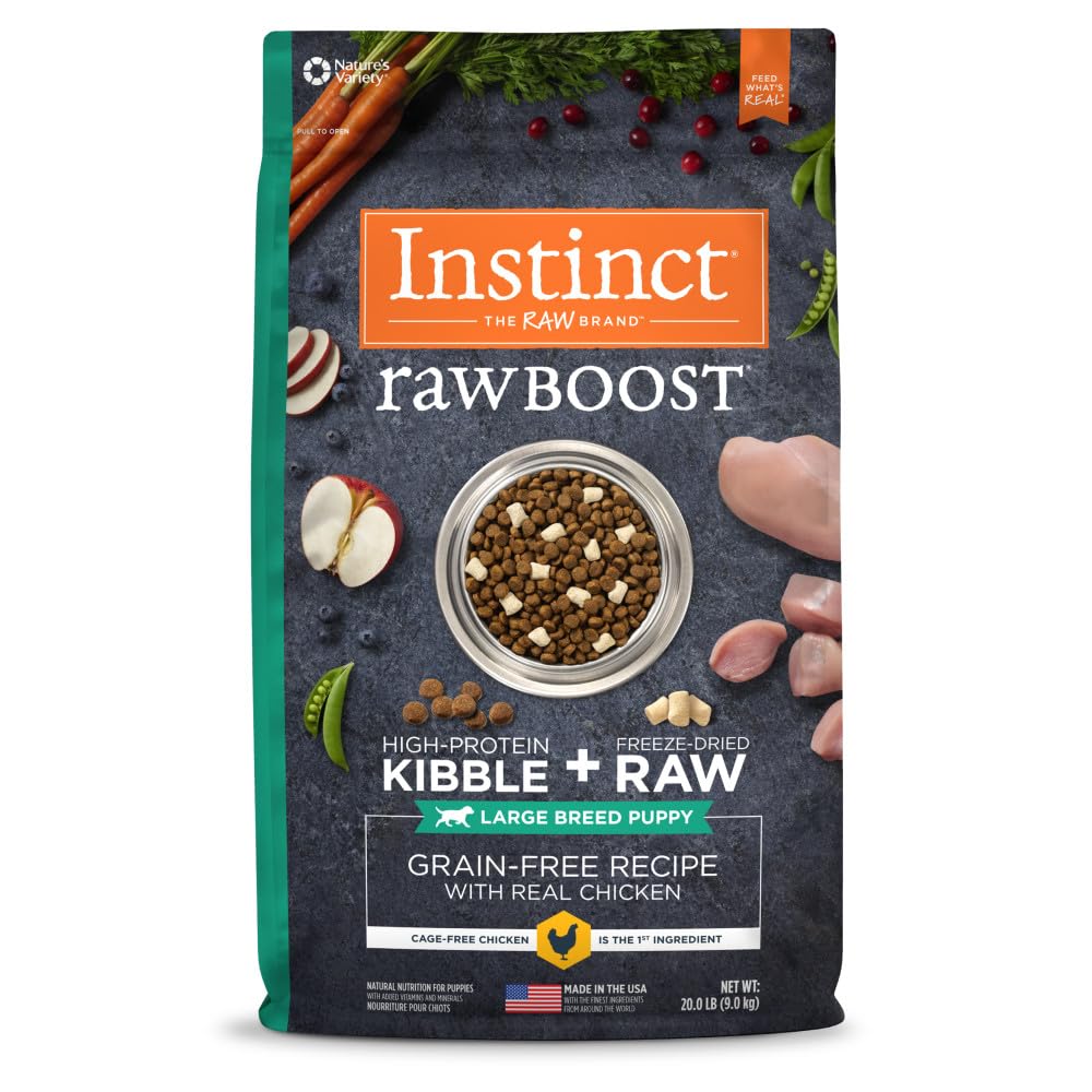 Instinct Raw Boost Large Breed Puppy, Natural Dry Dog Food with Freeze Dried Pieces, Grain Free Recipe - Real Chicken, 20 lb. Bag