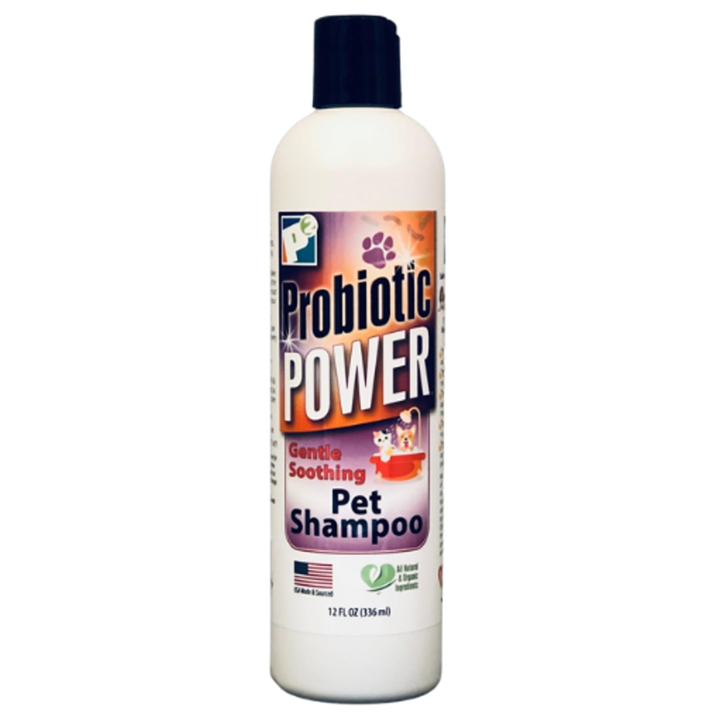Probiotic Power Gentle Soothing Pet Shampoo for Dogs, Cats, Puppies, Kitten, Rabbits – Aloe, Oatmeal Free, Odor Control, Moisturizing, Biodegradable, pH Balanced Grooming Wash, 12 oz