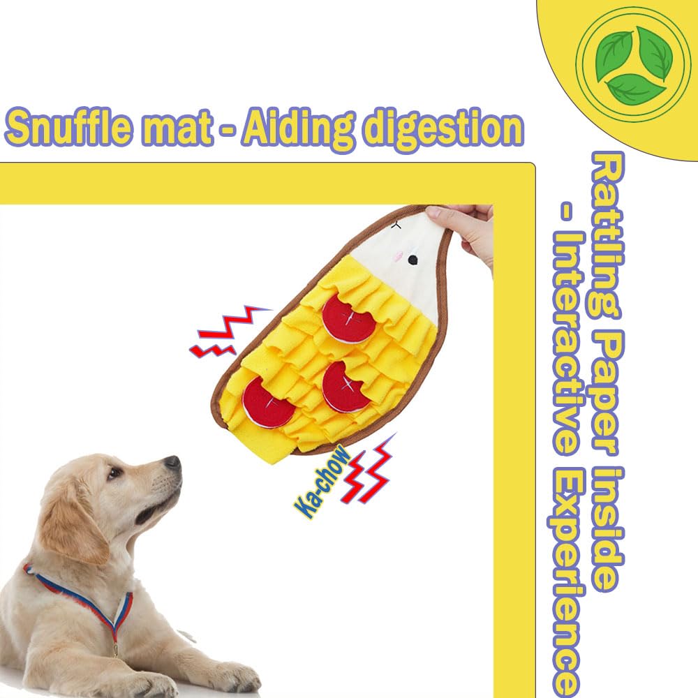 WhaleGate Snuffle Mat for Dogs & Cats - Polartec Sniffing Mat with Crinkle Paper | Stress Relief & Foraging Toy | Durable, Interactive Feeding Mat (Yellow Hedgehog)