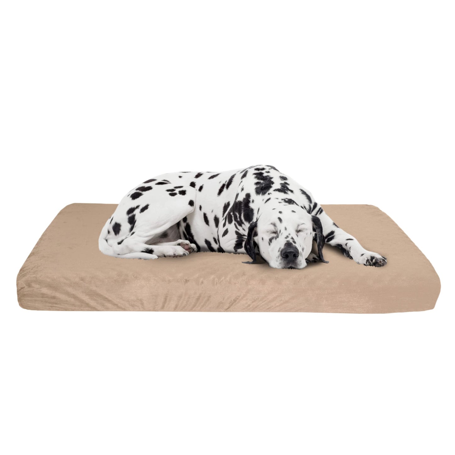 PETMAKER Orthopedic 2-Layer Memory Foam Dog Bed with Machine Washable Sherpa Top - 46x27, Up to 95lbs (Tan)