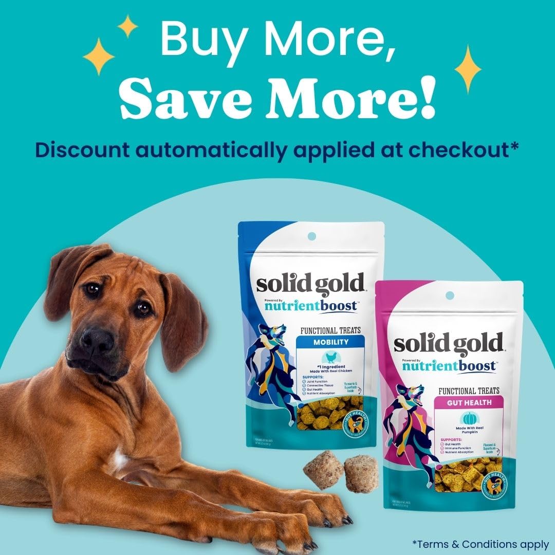 Solid Gold Healthy Dog Treats - Functional Chicken Dog Treat w/Glucosamine Chondroitin for Mobility & Joint Support - Training Treats for Dogs w/Salmon Oil & Superfoods - All Ages & Sizes - 5.2oz