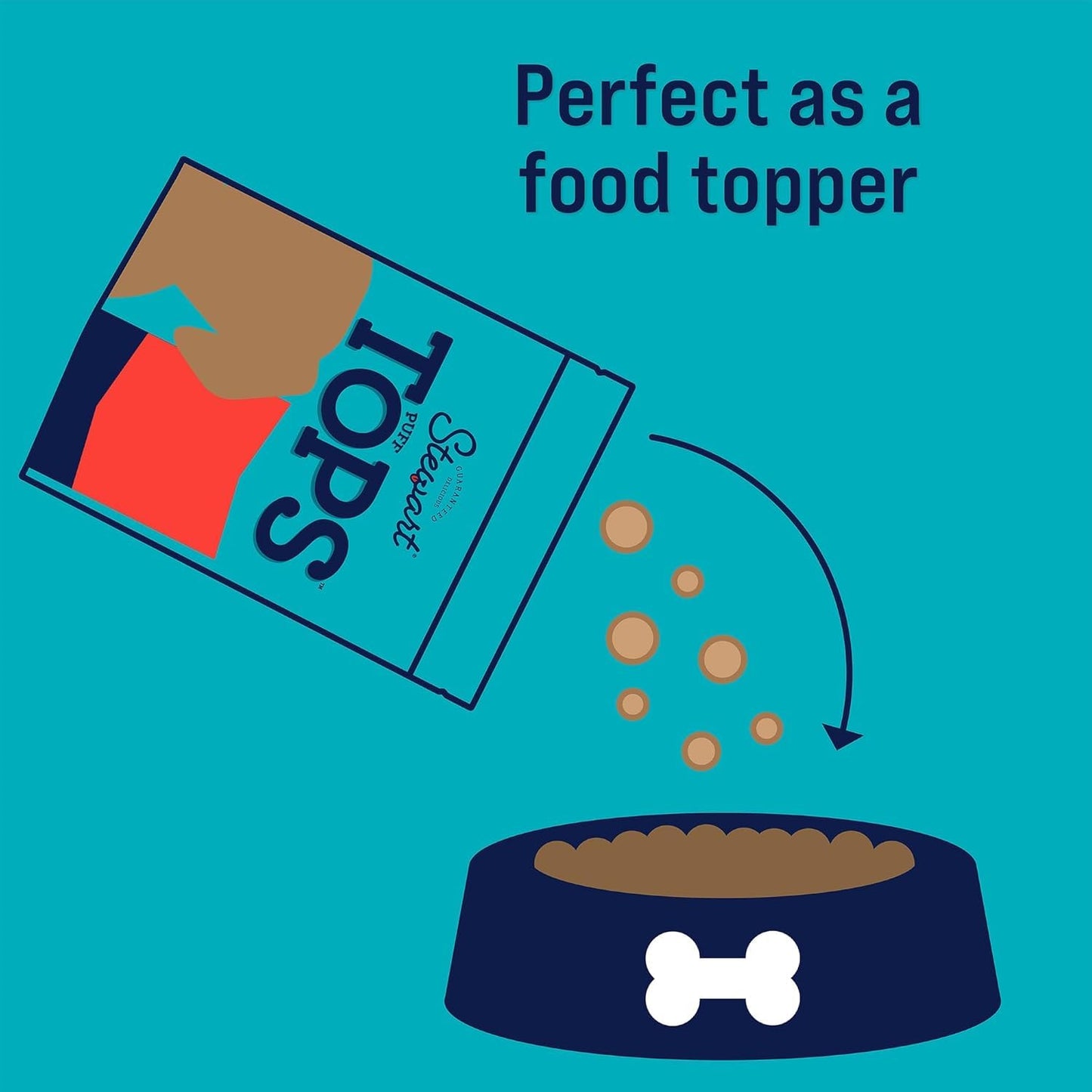 Stewart Freeze Dried Dog Food Topper, PuffTops, Bacon & Cheese, 6 Ounce Resealable Pouch, Flavor Enhancing Meal Topper or Dog Treat, Made in USA