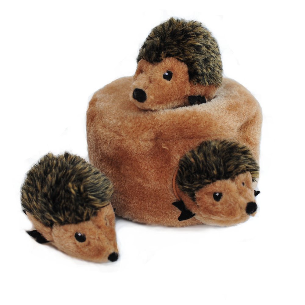 ZippyPaws Burrow- Interactive Dog & Puppy Toys for Boredom, Stimulating Pet Products to Keep them Busy, Hide & Seek Plush Dog Puzzles, Squeaky Toy for Enrichment, For Small & Medium Dogs- Hedgehog Den