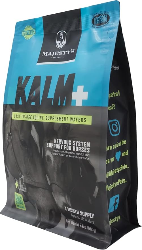 Majesty's Kalm Wafers - Supports Horse / Equine Balanced Behavior and Normal Nervous System Function - Tryptophan, Vitamin B1, Winter Cherry, Inositol - 30 Count (1 Month Supply)