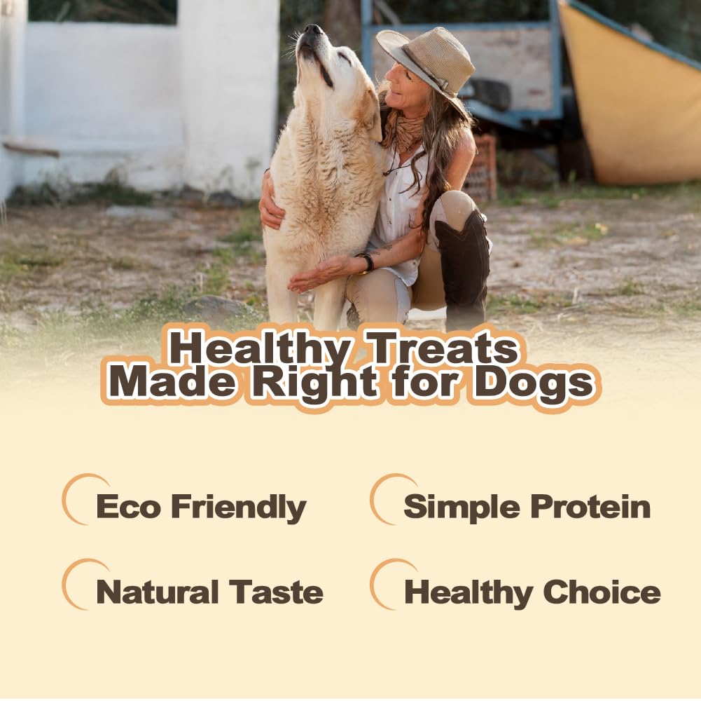 VITADAY Buffalo Dog Treats Bone 8oz, Natural Low-Fat Chews for Training & Rewards, Limited Ingredient, Dogs & Puppies