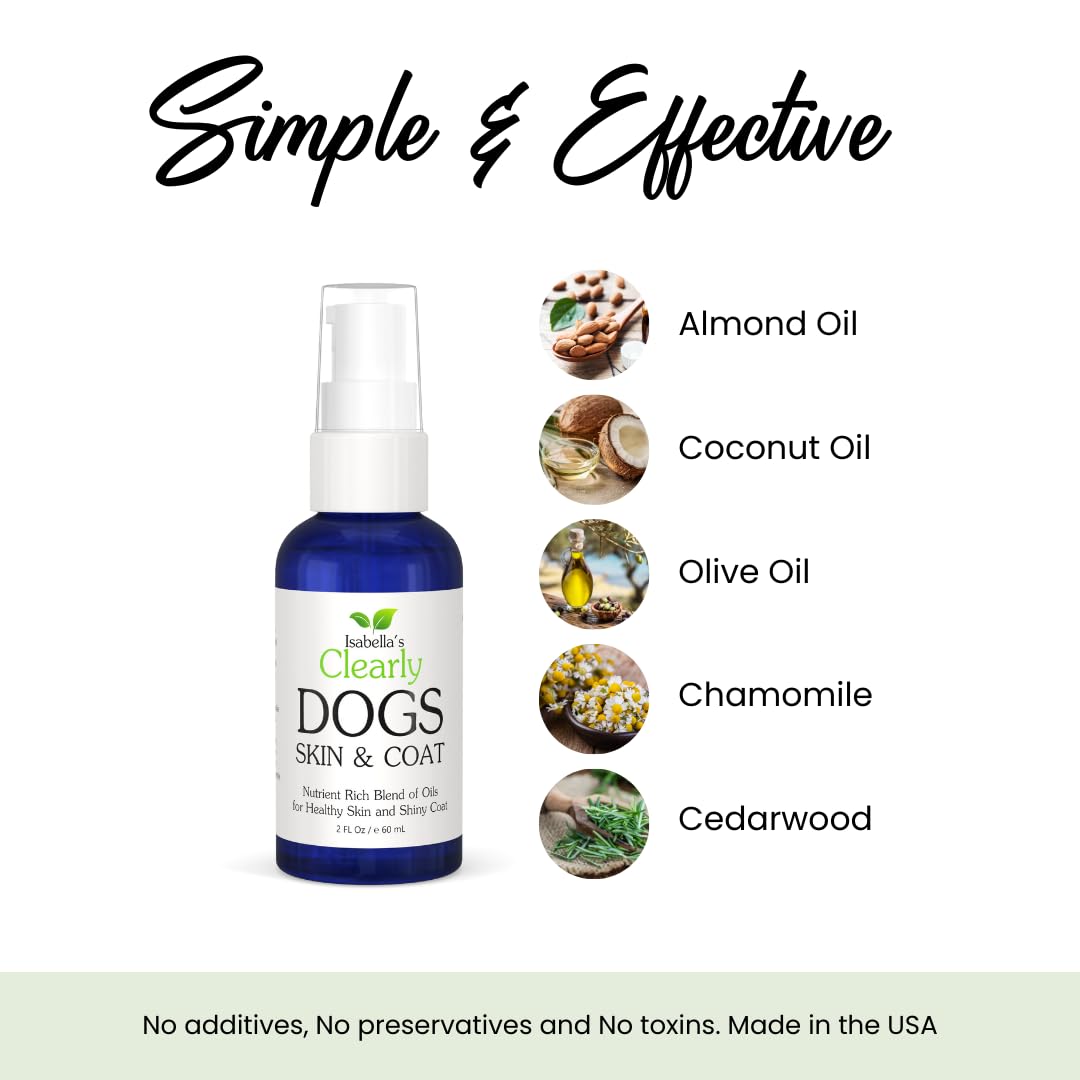 Natural Skin & Coat Oil for Dogs | Skin Soother with Coconut, Almond and Olive Oils | Soothe Dry Skin, Allergies and Skin Irritation | Add Softness and Shine to a Dull Coat | Made in The USA