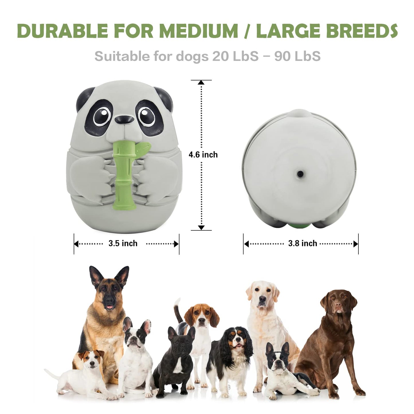 PINECONA Dog Chew Toys for Aggressive Chewers, Tough Dog Toys for Large Medium Dogs Nearly Indestructible Squeaky with Side Bristles Teeth Cleaning Natural Rubber Milk Flavor