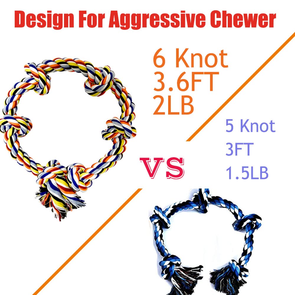 2 Pack Large Dog Rope Toy for Aggressive Chewer - Heavy Duty, Durable & Tough Chew Rope - Tug of War Play, Outdoor & Indoor - Chewing Tugging & Pulling for Large Breed Big Dog