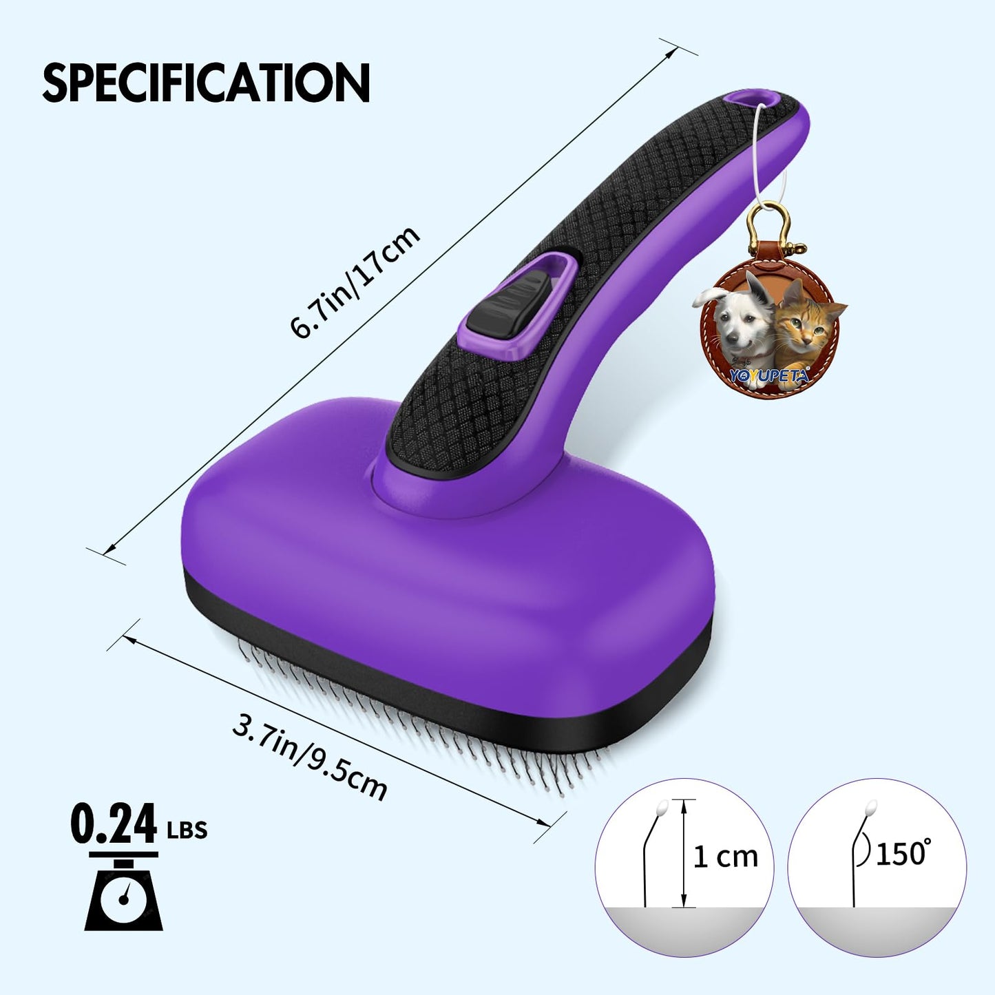 YOYUPETA Dog Brush Kit - Self-Cleaning Slicker Brush with Bath Brush & Undercoat Rake | Deshedding Tools for Large - Small Dogs & Cats, Professional 3-in-1 Pet Grooming Set for Heavy Shedding, Purple