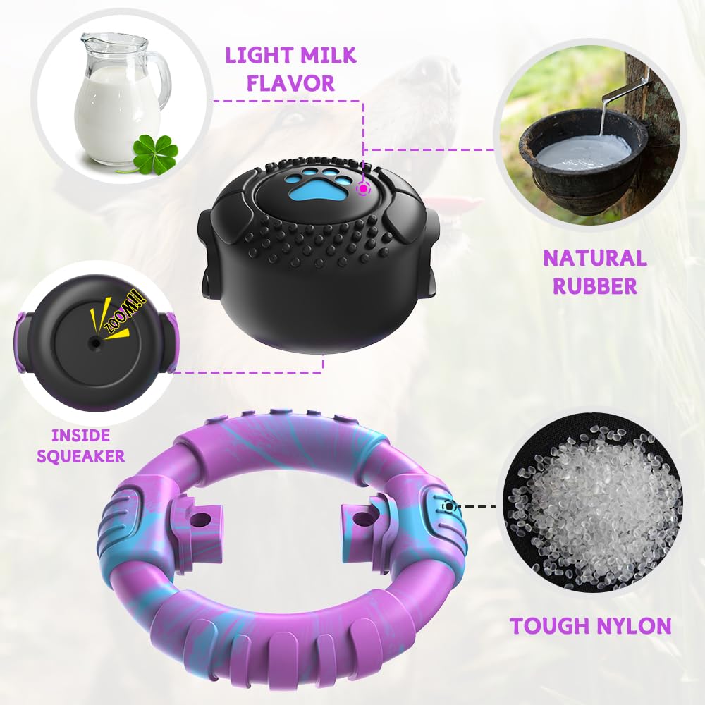 VRTOP Dog Toys for Aggressive Chewers Large Medium Small Breed Indestructible Durable Tough Squeaky Dog Chew Toys to Keep Them Busy Nylon Rubber Interactive Dog Toys
