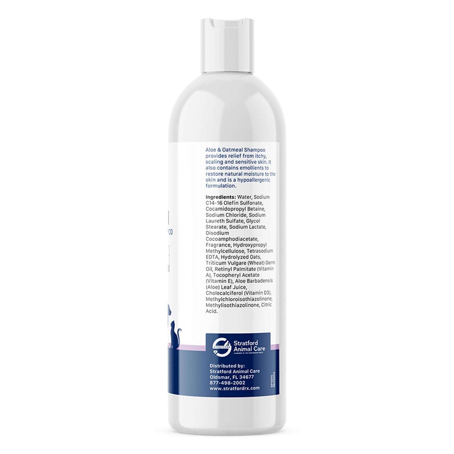 Stratford Pharmaceuticals Oatmeal Shampoo - Soap Free, Soothes Sensitive Skin with Aloe for Itchy Dry Skin for Dogs and Cats, 12 oz