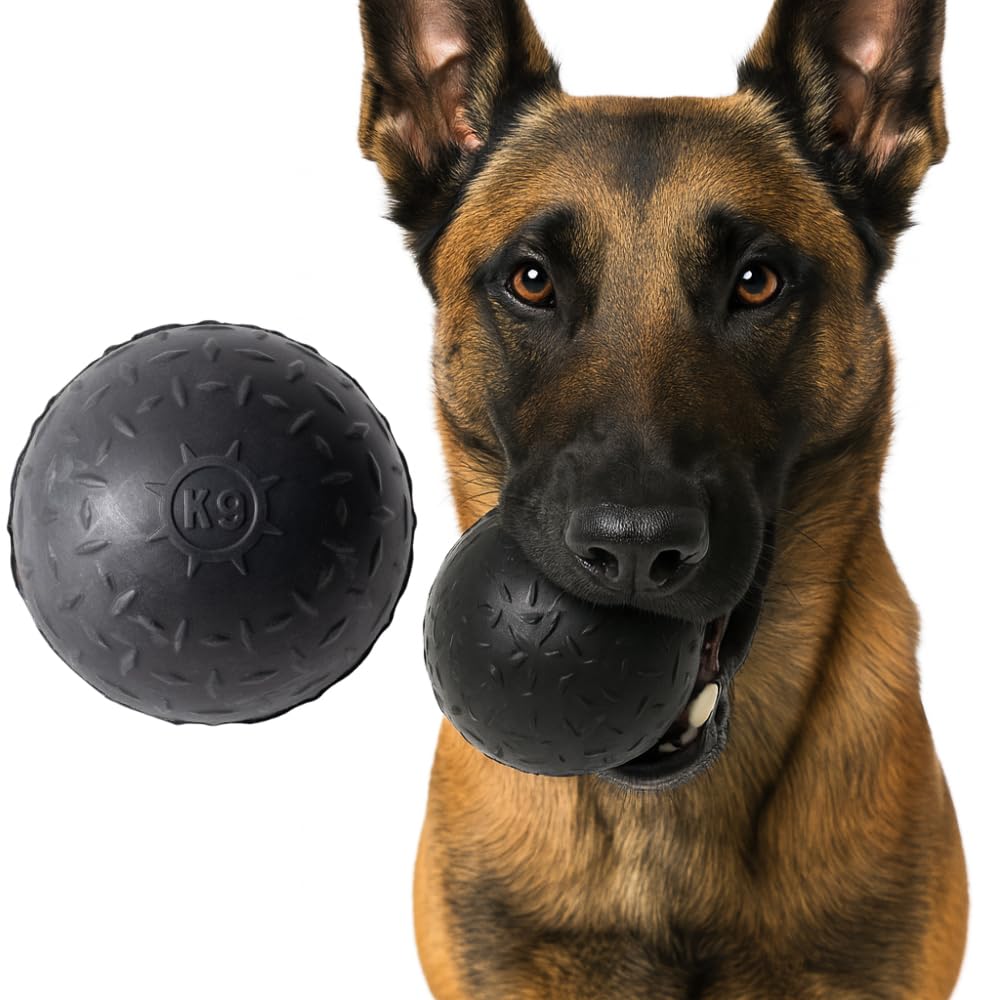 Monster K9 Indestructible Dog Ball – Lifetime Replacement - Durable Toy for Aggressive Chewers - Safe Non-Toxic Natural Rubber - Fetch Chew Toy - Heavy Duty - USA Made - 2.8” Solid (Tennis Ball Size)