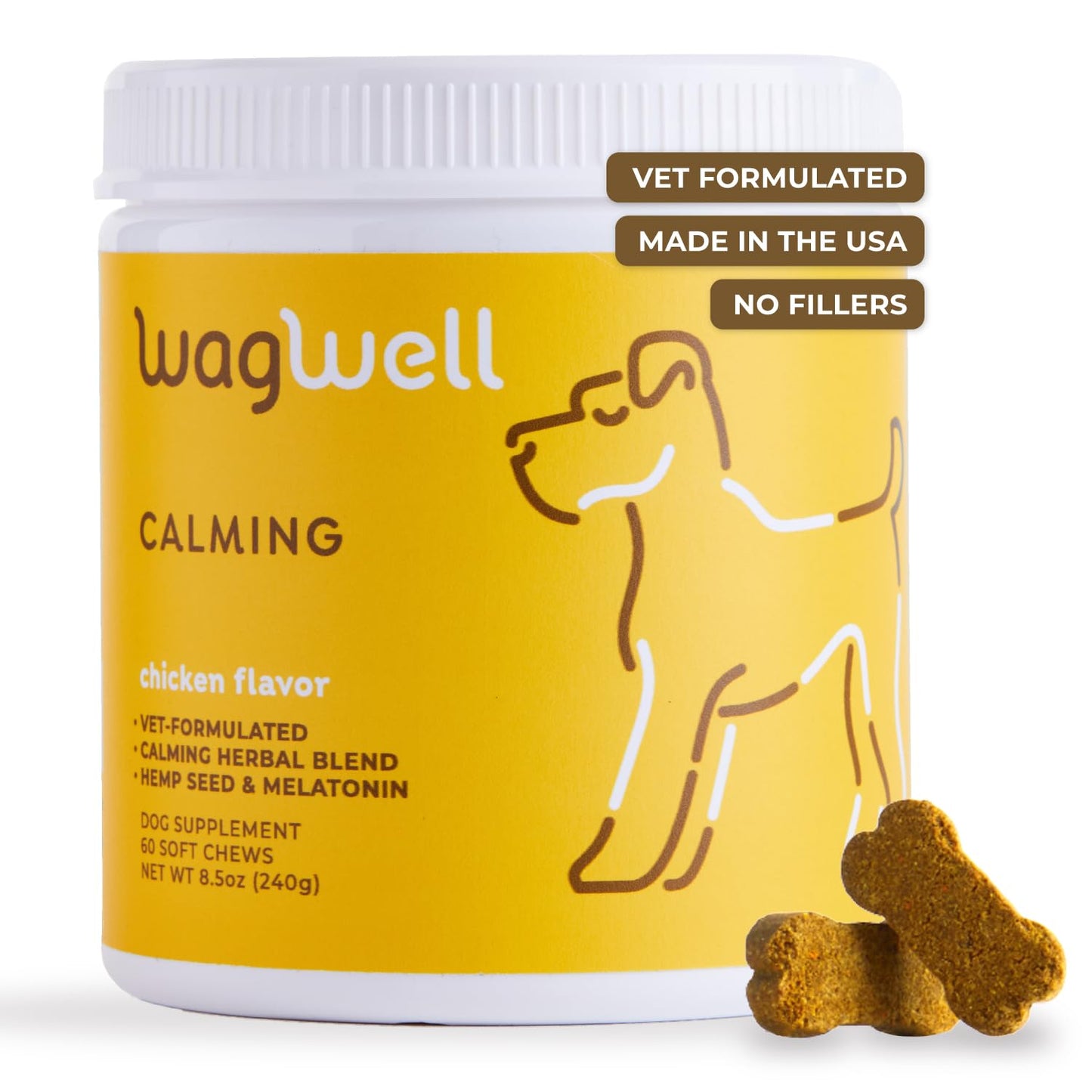 WagWell Ahiflower Omega Oil Dog Chews & Calming Chews Bundle - Skin, Coat, Hip and Joint Supplement for Dogs - Anxiety Relief