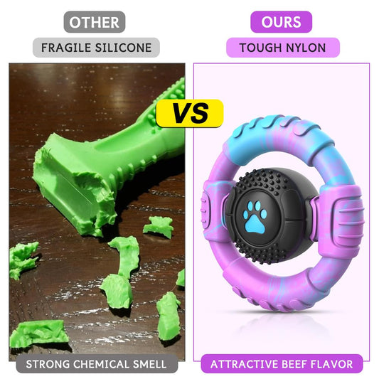 VRTOP Dog Toys for Aggressive Chewers Large Medium Small Breed Indestructible Durable Tough Squeaky Dog Chew Toys to Keep Them Busy Nylon Rubber Interactive Dog Toys