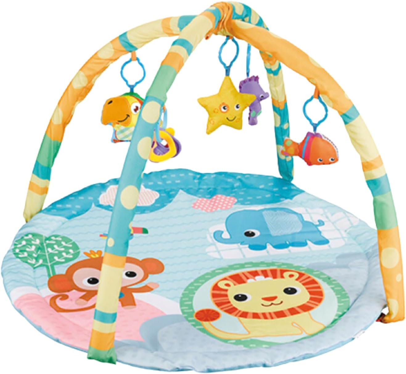 Cutie Patootie Playhouse Puppy Play Gym - Dog & Cat Activity Mat with Squeaky Toys - Interactive Sensory Mat for Pets (Suitable for Dogs & Cats Up to 25 lbs)