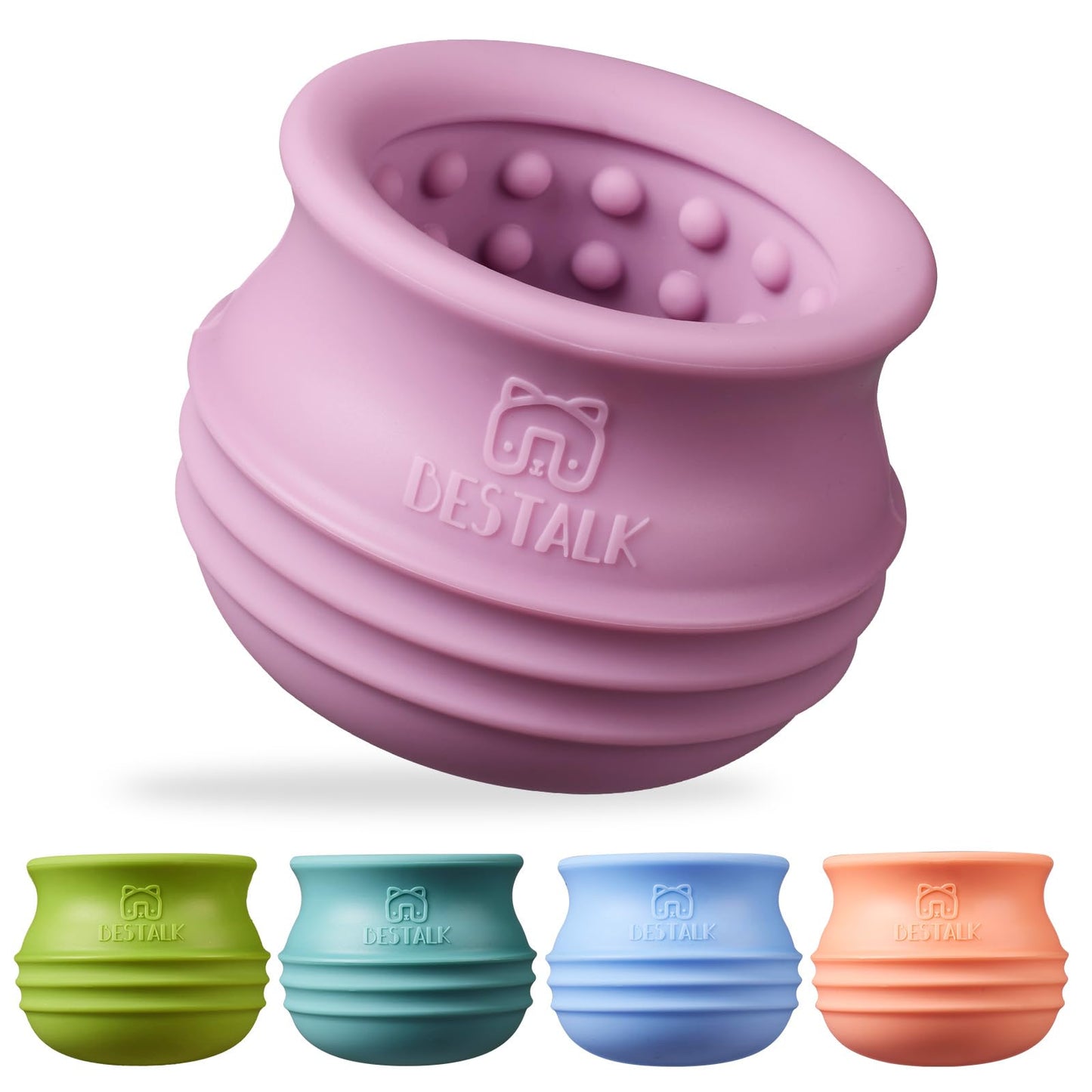 Dog Enrichment Treat Toy, Long-Lasting Wobbly Interactive Freeze Lick Toys for Dogs, Stuffable Puzzle Feeder Toy for Boredom, Silicone Treat Dispensing Chew Toy (Pastel Purple,S)