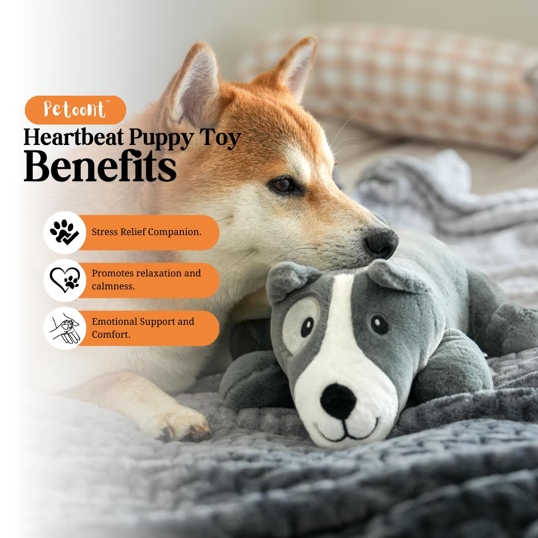 Petoont Puppy Heartbeat Toy for Dogs and Puppies – Sleep Aid and Anxiety Relief Stuffed Animal with Calming Heartbeat – Perfect for Dog Separation Anxiety, Puppy Training, and Stress Reduction