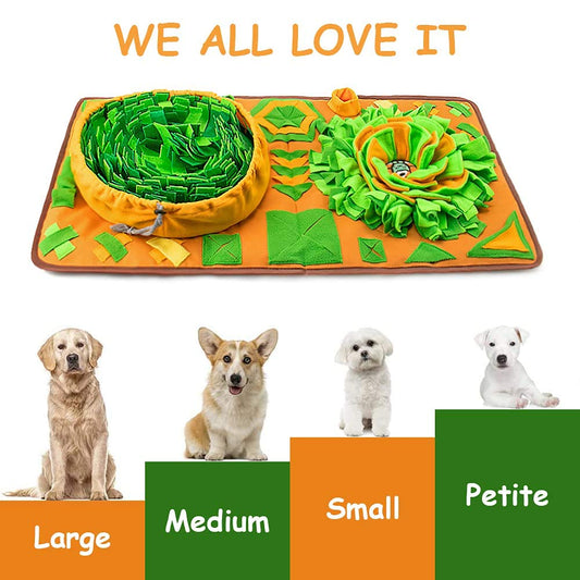 AWOOF Large Dog Snuffle Mat, Interactive Feeding Mat, 34.6 in x 19.6 in, Squeaker and Crinkle Paper, Non-Slip, Easy to Clean
