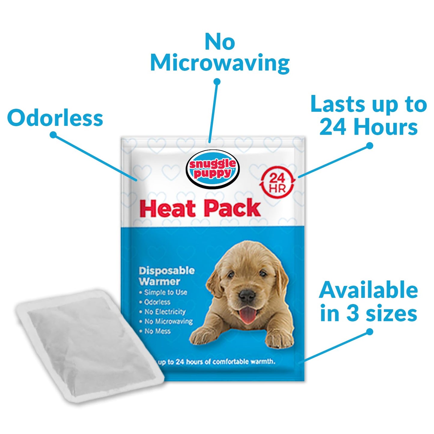 Original Snuggle Puppy Toys - Heartbeat Puppy for Dogs - Pet Anxiety Relief and Calming Aid - Comfort Dog Toys for Behavioral Training - Plus 6 Heat Packs