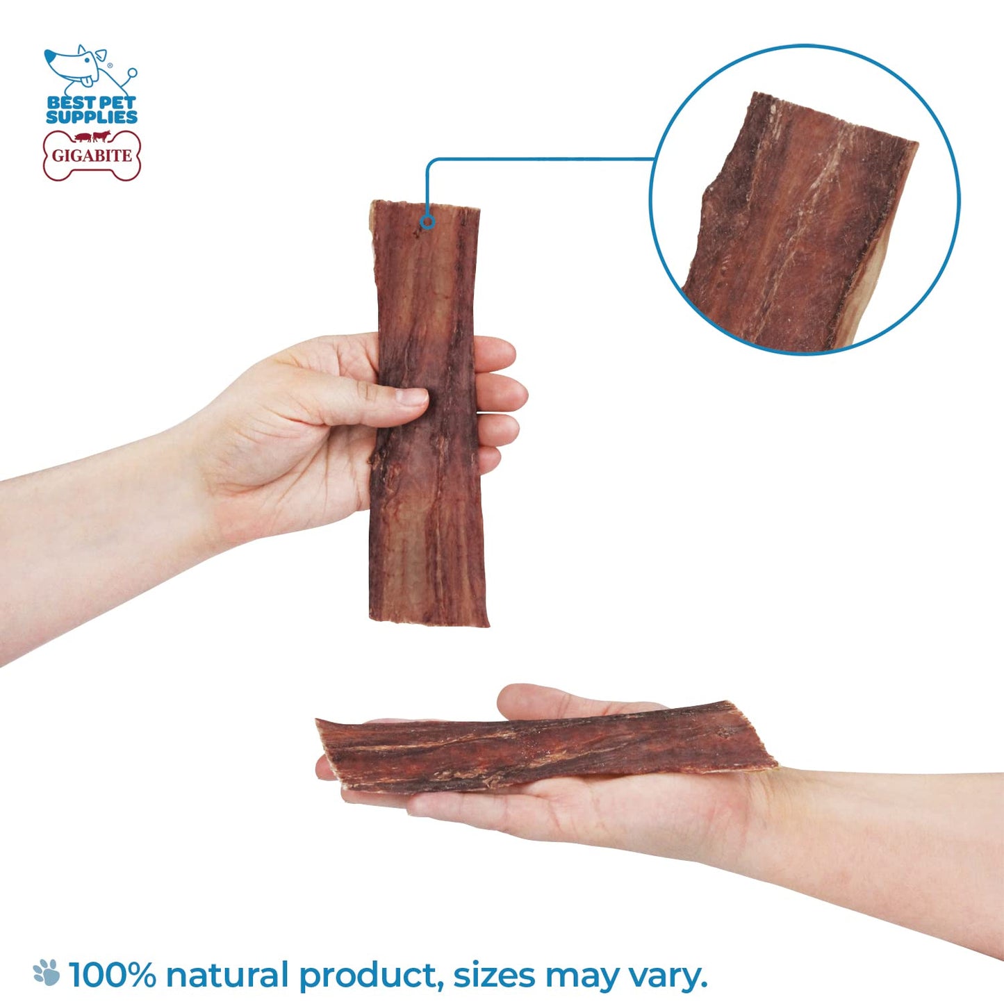 GigaBite 6 Inch Beef Gullet Jerky Strips (25 Pack) - All Natural, Free Range Beef Esophagus Taffy Dog Treat by Best Pet Supplies