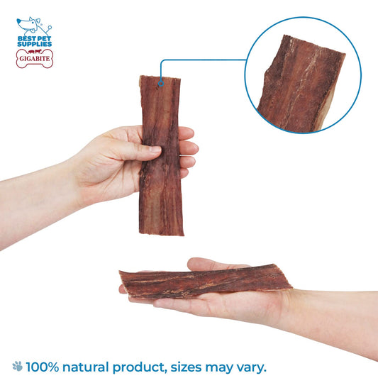 GigaBite 6 Inch Beef Gullet Jerky Strips (25 Pack) - All Natural, Free Range Beef Esophagus Taffy Dog Treat by Best Pet Supplies