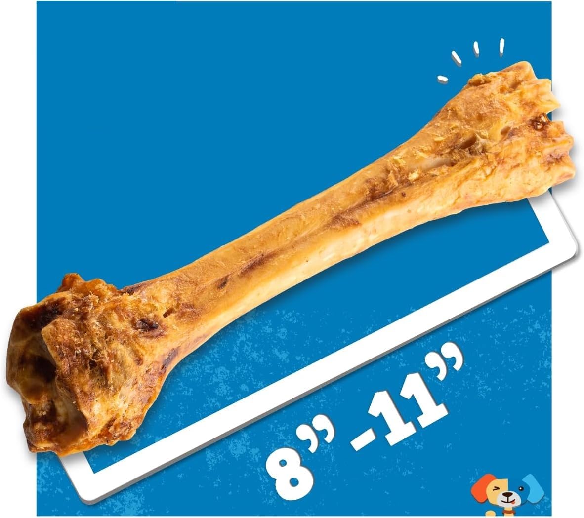 Jack&Pup 8-11” Shin Bones, Roasted Meaty Beef Bone for Dogs – Long Lasting Natural Dog Bones, Big Dog Bone for Large Dogs (1 Pack)