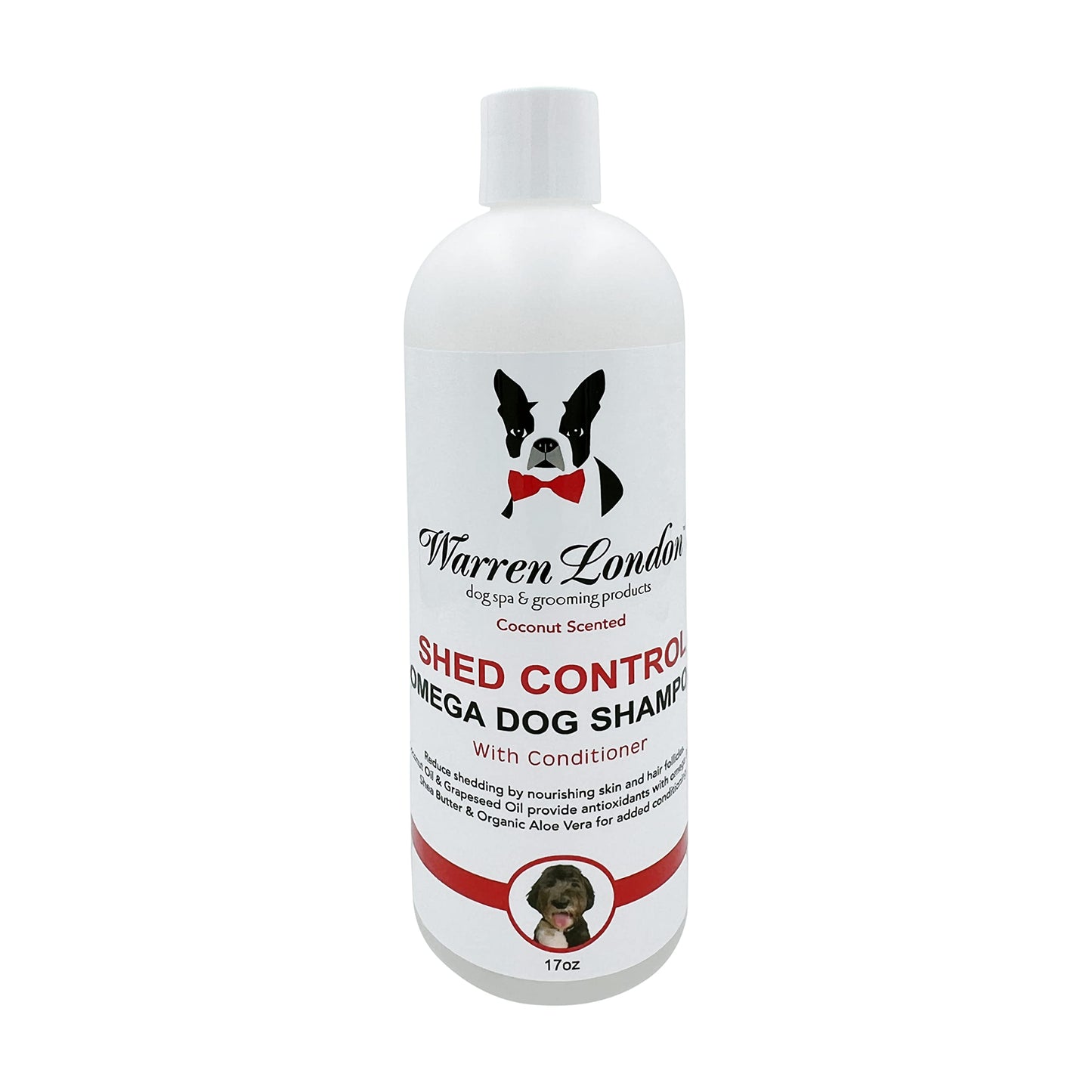 Warren London Shed Control Dog Shampoo for Shedding | 2-in-1 Dog DeShedding Shampoo and Conditioner | Nourishes Hair Follicles w/Grapeseed & Coconut Oil | Anti Shedding Shampoo for Dogs | 17oz