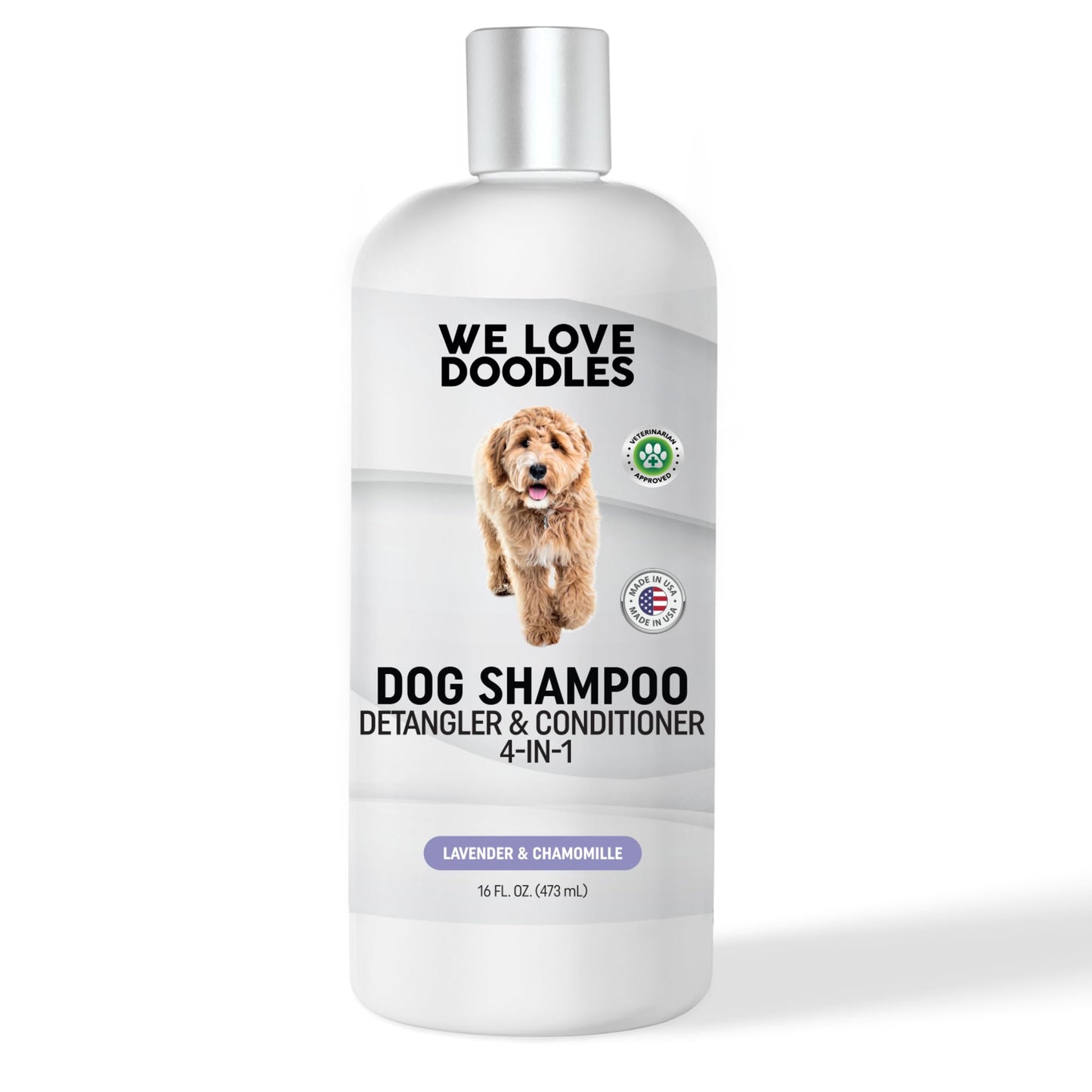 We Love Doodles Dog Shampoo, Conditioner, & Detangler - Shampoo for Dogs, Goldendoodles, Poodles & Doodles, for Matted Pet Hair & Sensitive Skin, Made in The USA, Lavender, 16 oz