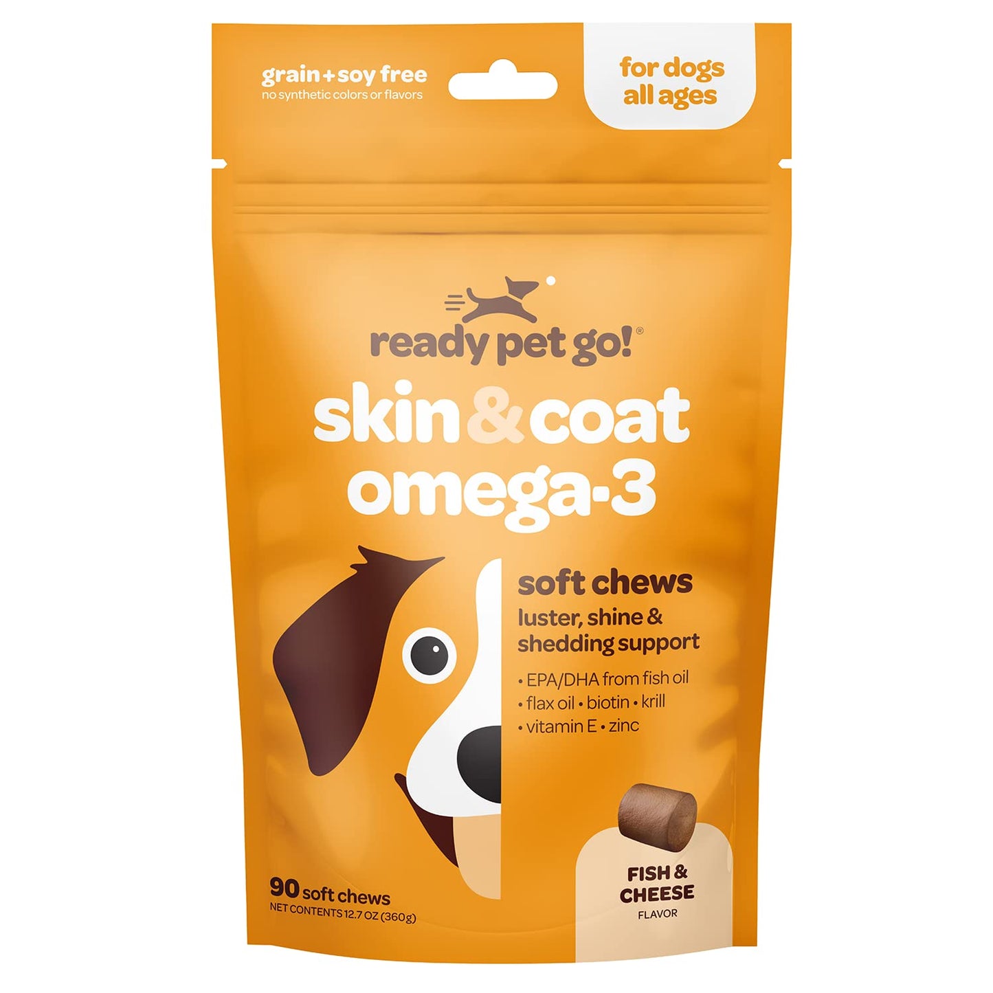 Ready Pet Go! Omega 3 + Calming Chews for Dogs | Helps with Dog Anxiety, Separation & Barking | Fish Oil for Dog Shedding, Skin Allergy, Itch Relief | 90 Chews Each