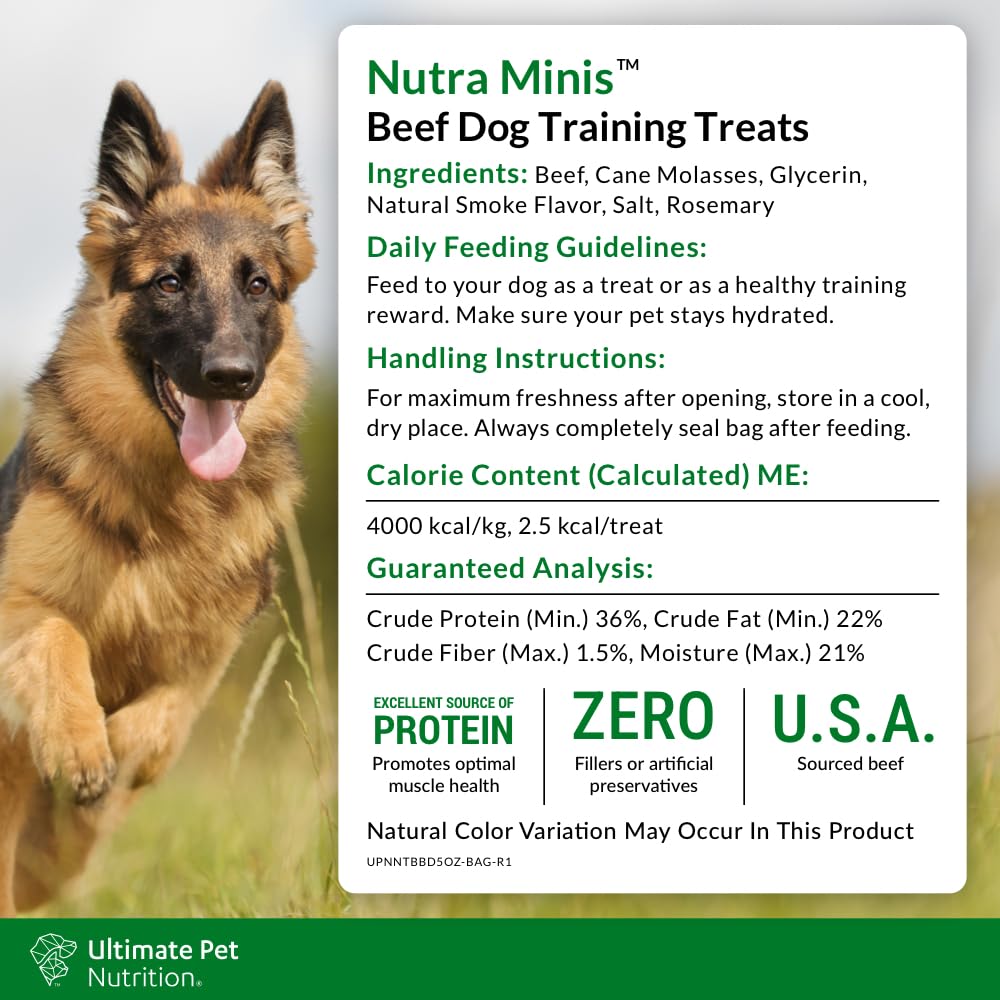 ULTIMATE PET NUTRITION Nutra Complete Freeze Dried Raw Dog Food 1 Pound Beef and Nutra Minis Beef Air Dried Treats for Dogs Bundle