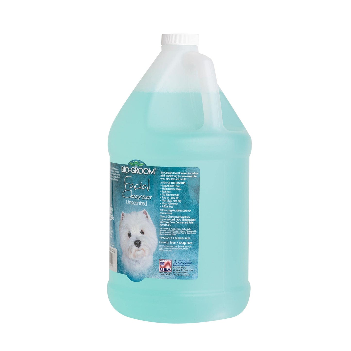Bio-Groom Facial Cleanser - Dog Face Wash, Unscented, No-Rinse Scrub, Cleaner for Dogs, Tear Stain Remover, Cruelty-Free, Made in USA - 1 Gallon