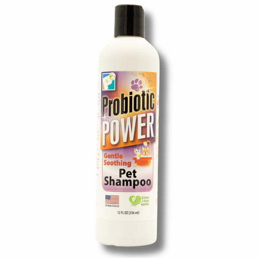 Probiotic Power Gentle Soothing Pet Shampoo for Dogs, Cats, Puppies, Kitten, Rabbits – Aloe, Oatmeal Free, Odor Control, Moisturizing, Biodegradable, pH Balanced Grooming Wash, 12 oz