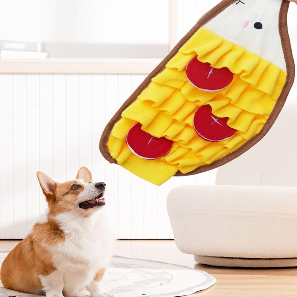 WhaleGate Snuffle Mat for Dogs & Cats - Polartec Sniffing Mat with Crinkle Paper | Stress Relief & Foraging Toy | Durable, Interactive Feeding Mat (Yellow Hedgehog)