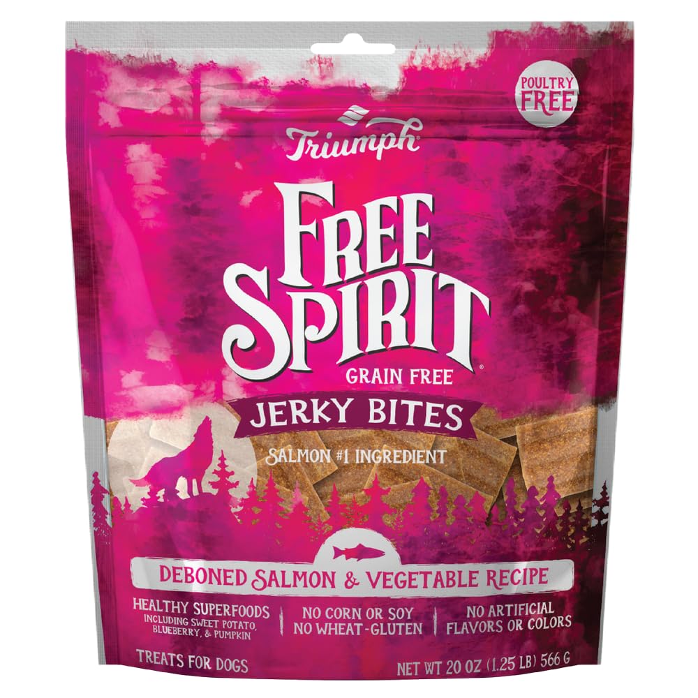 Triumph Free Spirit Grain Free Salmon and Vegetable Recipe Jerky Bites Soft Dog Treats, 20 Ounce (Pack of 2)
