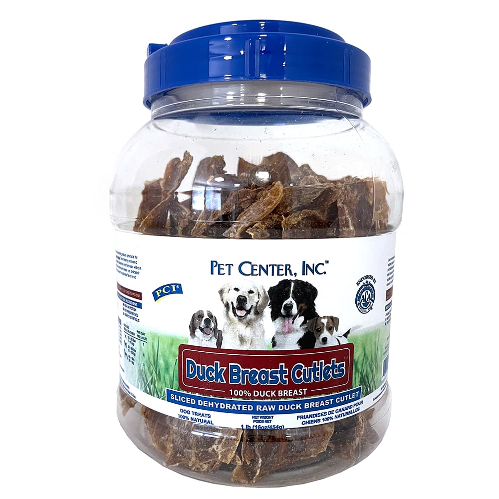 PCI Pet Center, Inc. Duck Breast Cutlets for Dogs - 100% Natural Dog Treats - Premium Quality, Single Ingredient Raw Dehydrated Chews - USA Made - No Additives - Delicious, Healthy Snack - 1lb